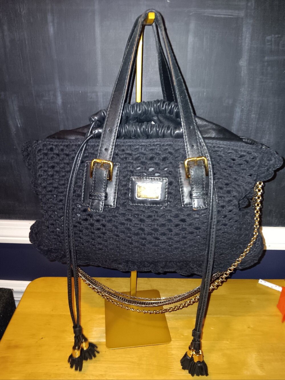 Dolce & Gabbana Black Crochet Helen East West Tote Bag